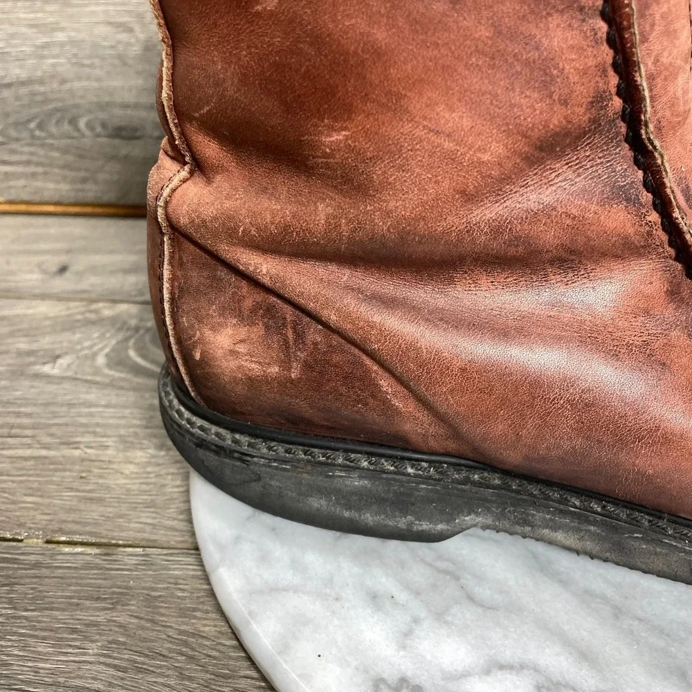 Double H Boots Mens 9.5 EEE Brown Leather Zip Up Ankle Insulated Stadium‎ Retro